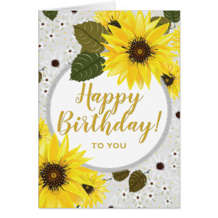 Cartão Jardim Floral de Girassol Aniversário