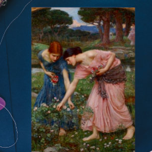 Cartão Jardim Romântico Vintage Mulheres Pré-Rafaelita