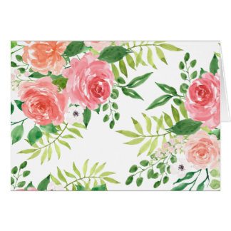 Cartão Jardim rosa de aquarela