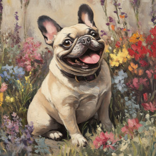 Cartão Jardim Sorridente Personalizado do Bulldog Francês