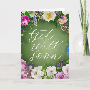 Cartão Jardim Verde Floral Recupere-se em Breve Personali