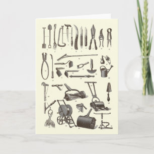 Cartão Jardineiro Elegante - Ferramentas Antigas para Jar