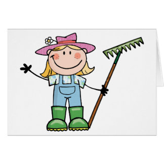 Cartão Jardineiro louro claro com chapéu cor-de-rosa