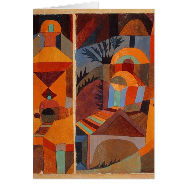 Cartão Jardins do Templo de Klee, Abstrato Colorida (Frente)