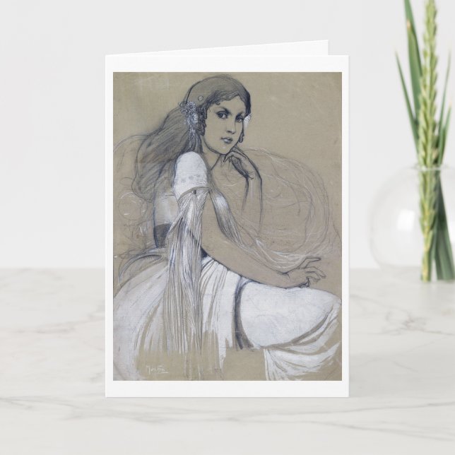 Cartão Jaroslava Muchova, Alphonse Mucha (Frente)