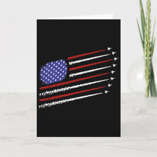 Cartão Jatos de Combate Com a Bandeira Americana dos EUA
