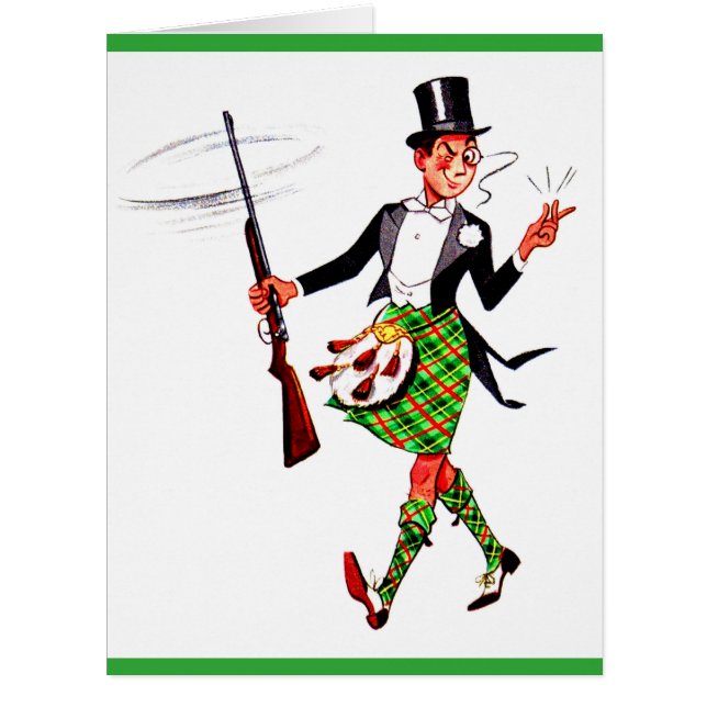 Cartão jaunty Scotsman com espingarda (Frente)