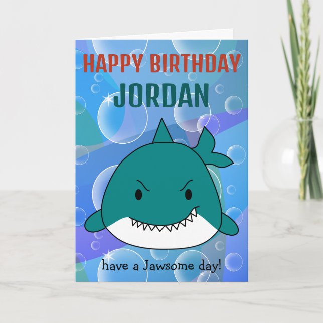 Cartão Jawsome Shark Birthday Personalizado (Frente)