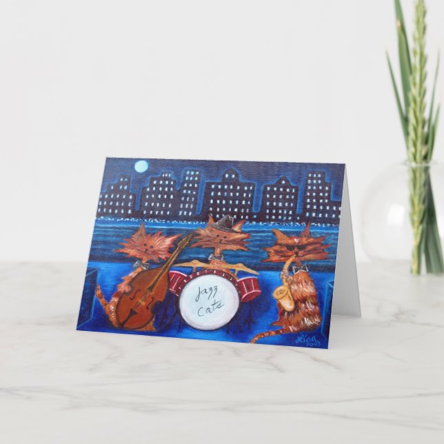 Cartão Jazz Cats Greeting Card (Frente)