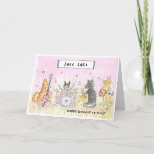Cartão Jazz Cats Happy Birthday Card