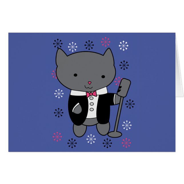 Cartão Jazz Singer Cat (Frente Horizontal)