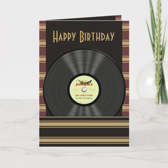 Cartão Jazz Vinyl Record Personalizado Cards (Frente)