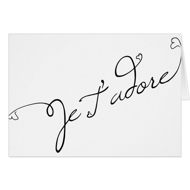 Cartão Je T adore (Frente Horizontal)