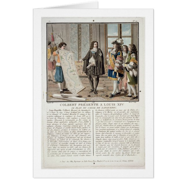 Cartão Jean Baptiste Colbert (1619-83) apresenta o mapa o (Frente)