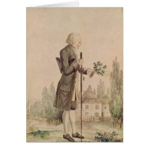 Cartão Jean-Jacques Rousseau que recolhe ervas