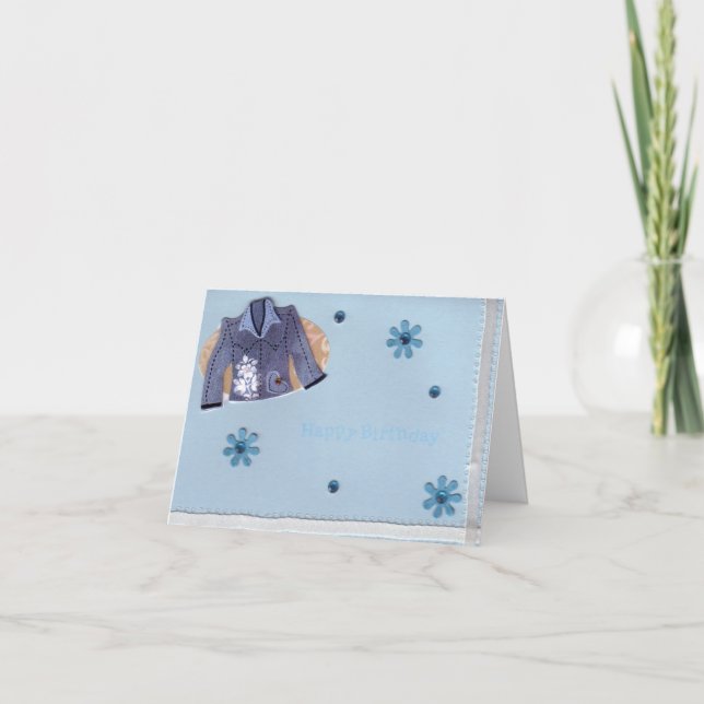 Cartão Jean Jaqueta Birthday Girly Card (Frente)