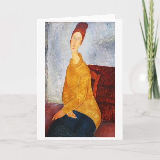Cartão Jeanne Hebuterne em Suéter Amarelo, Modigliani (Frente)
