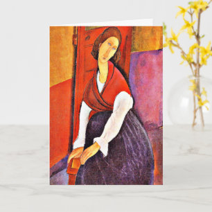 Cartão Jeanne Hebuterne em um Red Shawl de Modigliani,