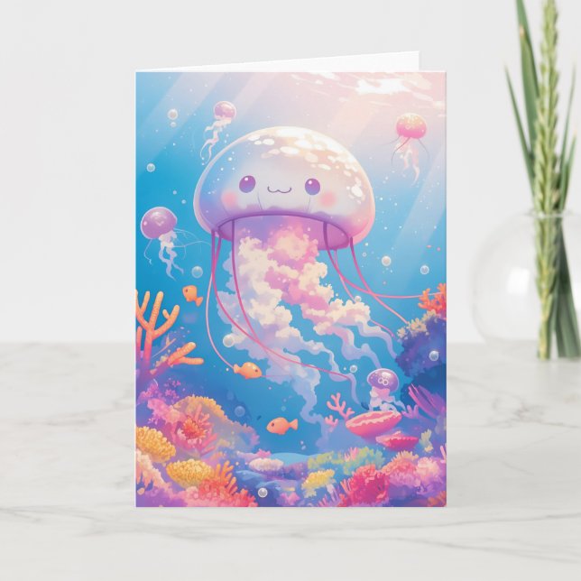 Cartão Jellyfish e Coral Wonders (Frente)
