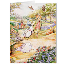 Jemima Puddle Duck caminhando com o Sr. Fox