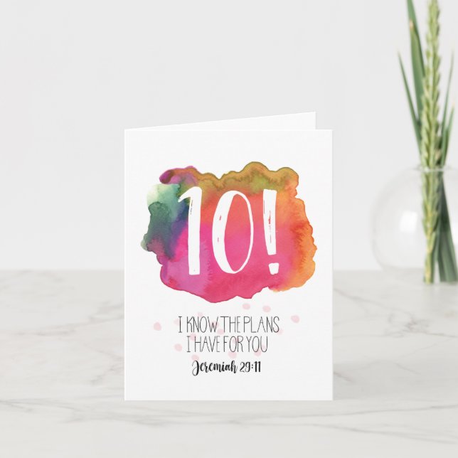 Cartão Jeremiah 29:11 10! Watercolour Birthday Card (Frente)