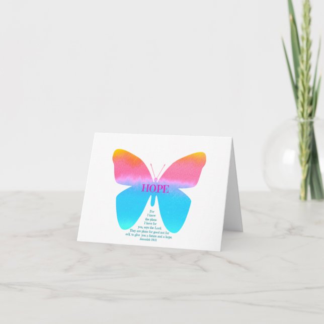 Cartão Jeremiah 29:11 Butterfly Note Card (Frente)