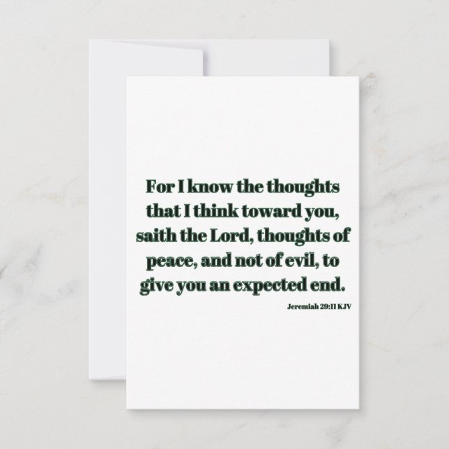Cartão Jeremiah 29:11 KJV Bíblia Verse Flat Greeting Card (Frente)