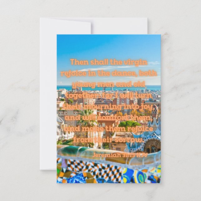 Cartão Jeremiah 31:13 Bíblia KJV Verse Pic Greeting (Frente)