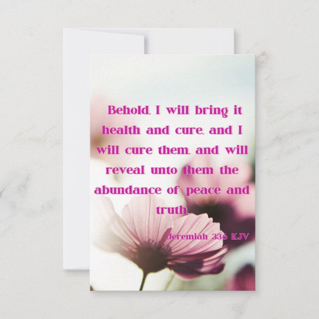 Cartão Jeremiah 33:6 KJV Bíblia Escritura saudação Pic (Frente)