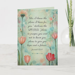 Cartão Jeremias 29:11 Versículo Bíblico Aquarela Floral