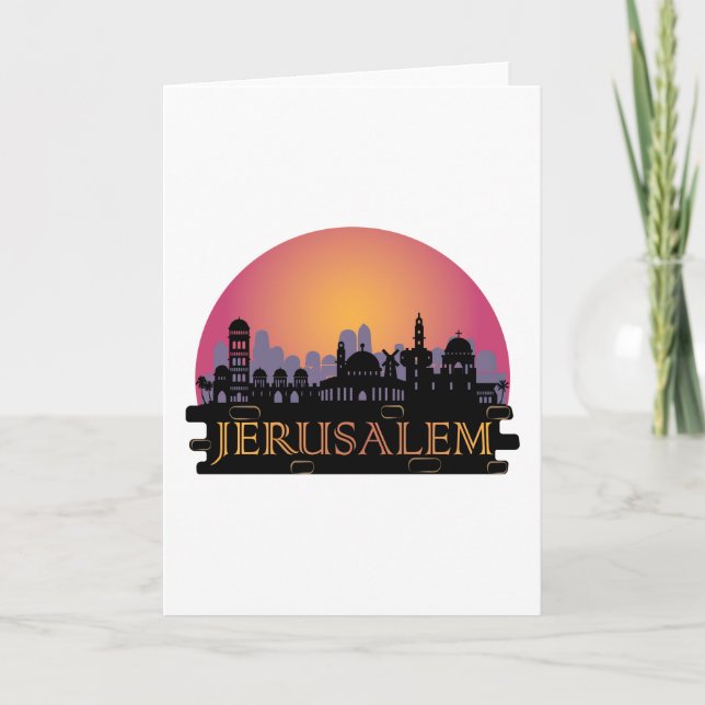 Cartão Jerusalém - Linha do horizonte da Cidade Antiga -  (Frente)