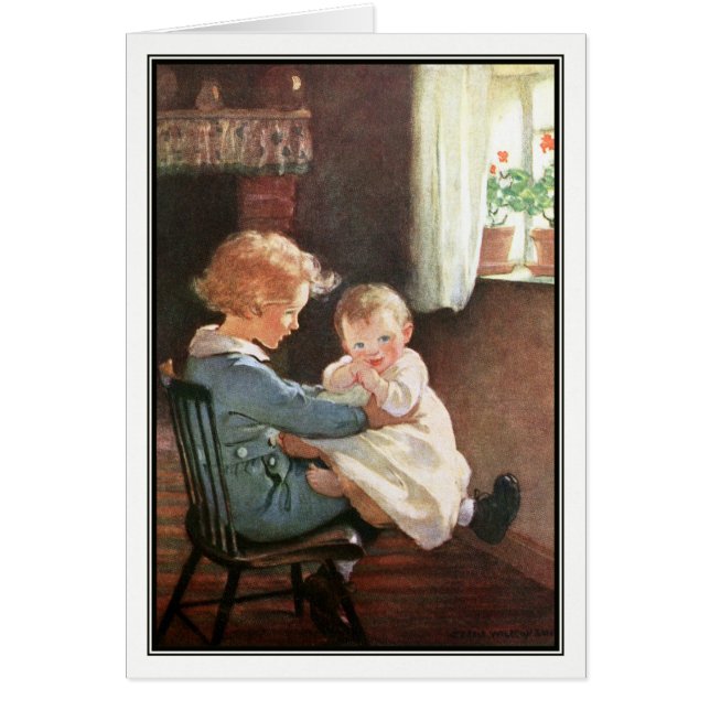 Cartão Jessie Willcox Smith - diamante e bebê (Frente)