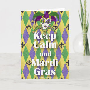 Cartão Jester Mask Keep Calm e Mardi Gras
