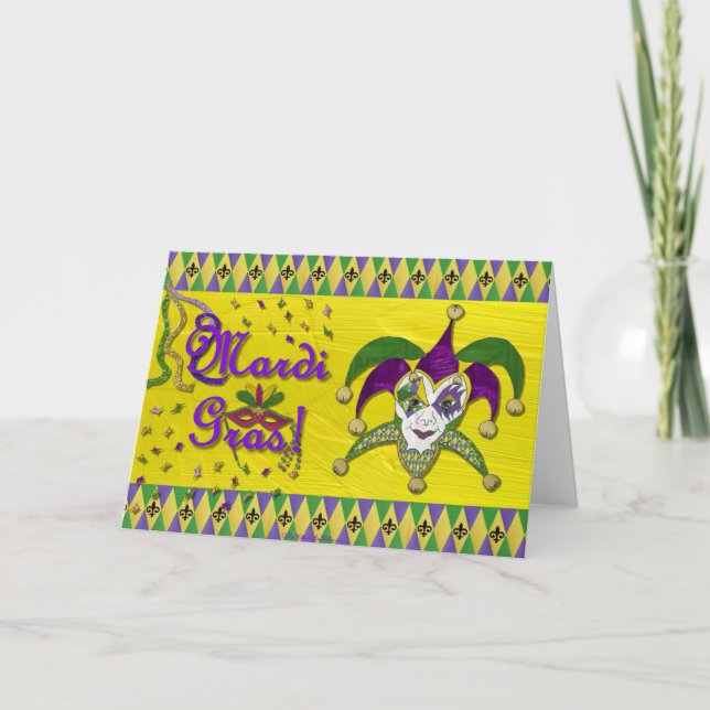 Cartão Jester Mask Mardi Gras Harlequin (Frente)