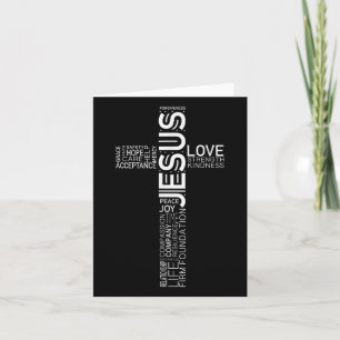 Cartão Jesus Ama Branco Na Design da Cruz Cristã Negra