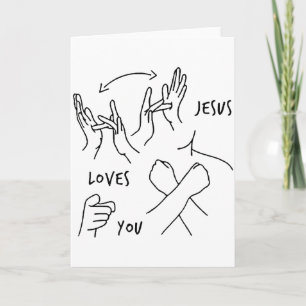 Cartão Jesus Ama Você Língua de Sinais Asl Cristã 