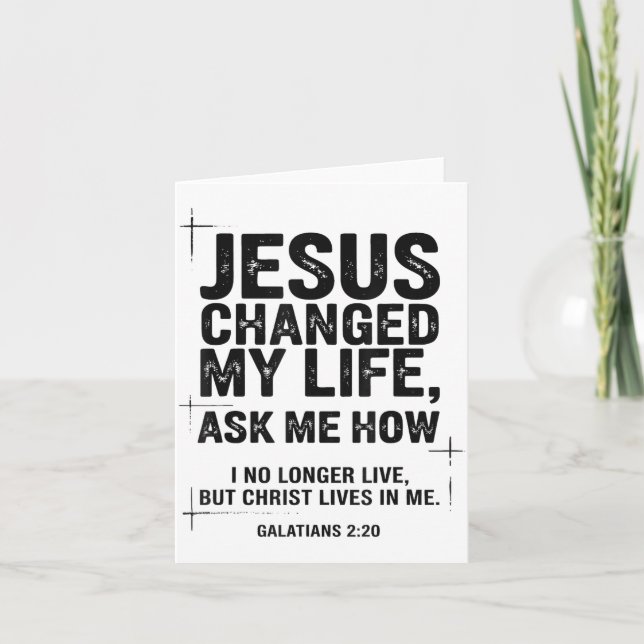Cartão Jesus Changed My Life Ask Me How Christian Bible V (Frente)
