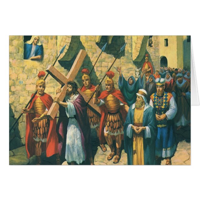 Cartão Jesus Cristo Carregando a cruz para sua crucificaç (Frente Horizontal)