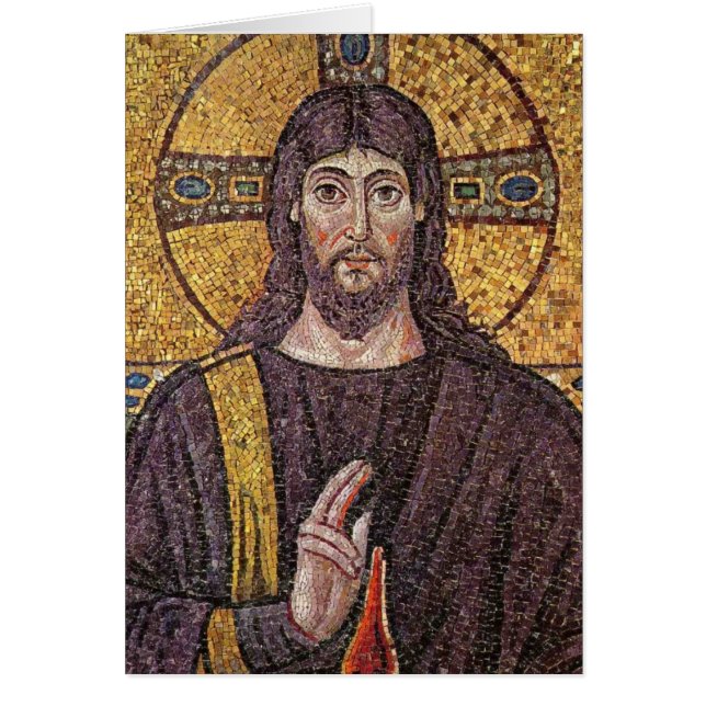 Cartão Jesus Cristo com Espírito Santo Mosaico da Chama (Frente)