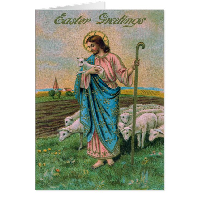 Cartão Jesus Cristo Lamb Shepherd (Frente)