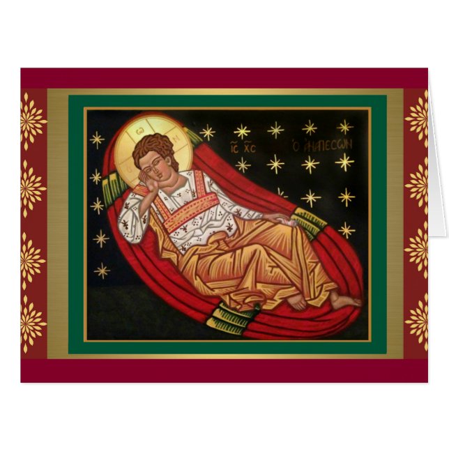 Cartão Jesus Cristo, o ÍCONE Unsleeping do olho (Frente horizontal)