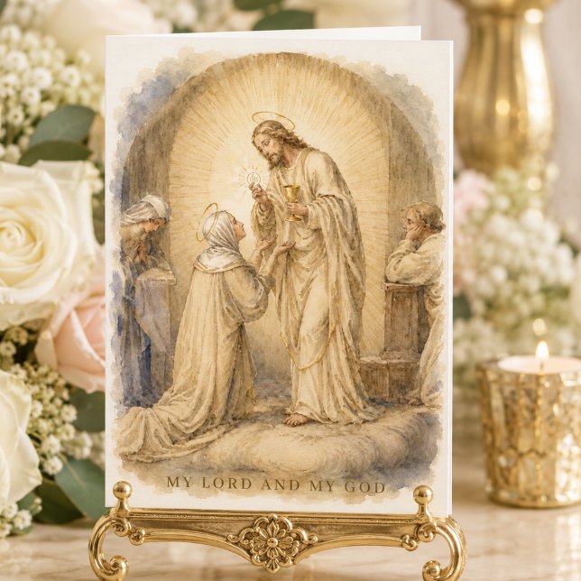 Cartão Jesus dá a Sagrada Eucaristia à Mãe Maria (Criador carregado)