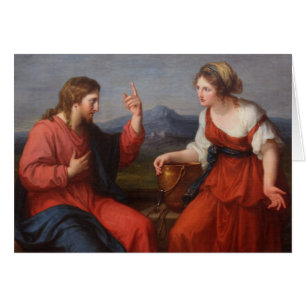 Cartão Jesus e a mulher no poço