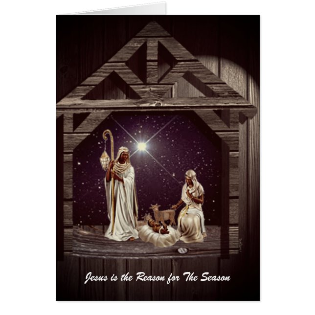 Cartão Jesus É a Razão: Natal Étnico Natividade (Frente)