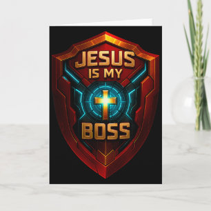 Cartão Jesus É Meu Chefe Escudo Cristão Super-herói _2