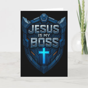 Cartão Jesus É Meu Chefe Escudo Cristão Super-herói _3
