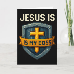 Cartão Jesus É Meu Chefe Escudo Cristão Super-herói _4