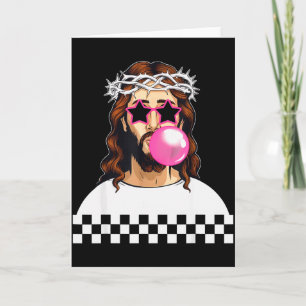 Cartão Jesus engraçado soprando chiclete & de óculos de s