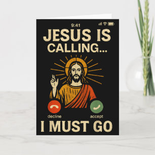 Cartão Jesus Está Chamando Eu Devo Ir Retro Fé Cristã V