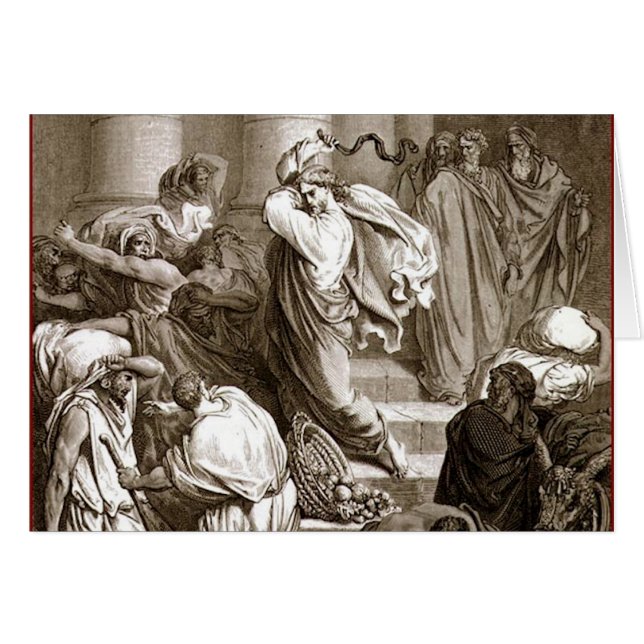 Cartão Jesus limpa o templo (Frente horizontal)